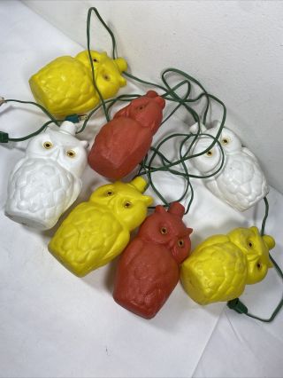 7 Vintage Owl Blow Mold Plastic String Lights Camping Rv Tiki Patio Party