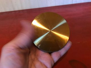 Vintage Gold Round Powder Compact with Green Jeweled Top 3