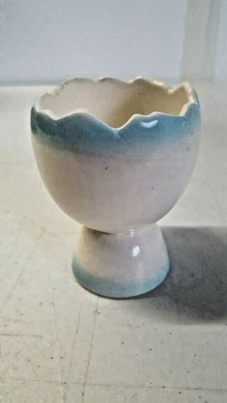 Two Vintage Egg Cups Blue Yellow Porcelain Singing Birds Boy & Girl 6017 3