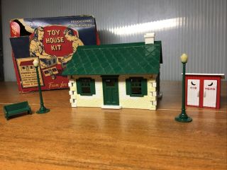 Vintage Toy Build A House Kit W/ Box Includes His & Hers Outhouse &