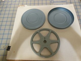 Xx04 Set Or 2 Vintage 8mm Film Metal Reel In Korvette Camera Dept Case