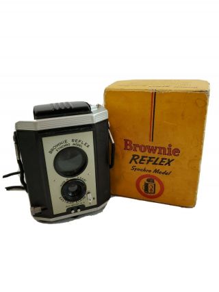 Vtg Kodak Brownie Reflex Synchro Model Camera,  Photography,  Box