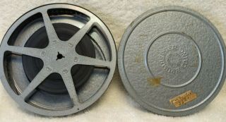 16 Mm Vintage Metal Brumberger 7 " Film Reel With Film And Metal Can Case