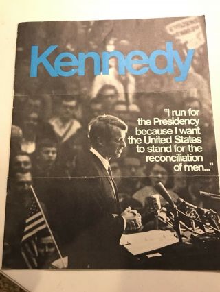 Vintage 1968 Robert Kennedy Presidential Campaign Brochure 4 Pages