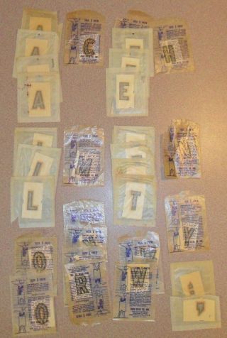 12 Different 28 Total Vintage Duro Decal 1 Inch Letter: A C E H L M N O R T W Y