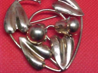 Vintage Signed McClelland Barclay Sterling Silver Ivy & Berry Pin & Earrings Set 2