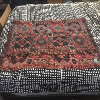 Vtg Goodwin Weavers Southwest Aztec Indian Throw Blanket 62” X 46” Cotton
