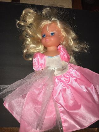 Vintage 1988 Lil Miss Mattel Makeup Doll Blonde Girl Pink Dress Toy