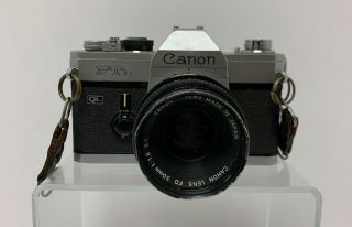 Vintage Canon Ftb Ql 35mm Slr Film Camera W/1.  8 50 Mm Fd S.  C.  Lens