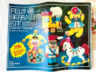 Vintage 1970s Walco Felt Ornament Kit Christmas Toys 3132 Holiday Industries