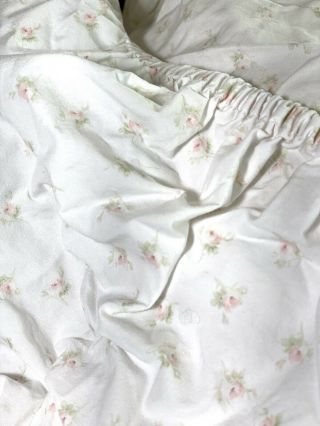 Vintage SIMPLY SHABBY CHIC KIDS QUEEN SHEET SET TINY PINK ROSES RUFFLED 2