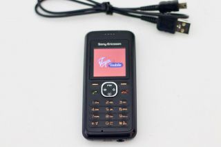 Vintage Sony Ericsson J132 Mobile Phone Black Virgin Mobile