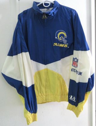 Los Angeles Rams Vintage 80s Nfl Logo Athletic Proline Windbreaker Jacket L