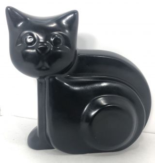 Vintage Mid Century Modern Black Ceramic Cat Figurine Approx 8” X 8” X 3”
