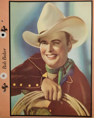Bob Baker Tv Cowboy 1939 Rare Vtg Dixie Cup Ice Cream Photo Premium Vg