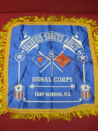 Vintage Wwii Us Army Camp Blanding Florida Sweetheart Pillow Cover Signal Corp
