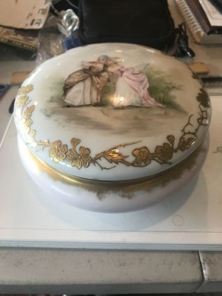 Antique Victorian Style Porcelain Patch Box Powder Bowl Origin Not Marked