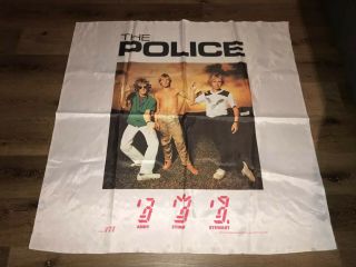 Vintage The Police 1982 45” X 45 " Silk Screen Flag Banner Wall Hanging Sting