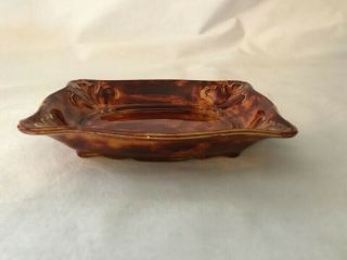 Vintage Distressed Brown Ceramic Soap Dish w Raised Design 2