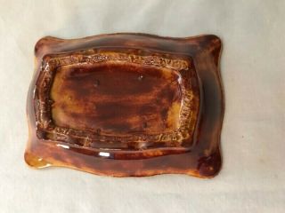 Vintage Distressed Brown Ceramic Soap Dish w Raised Design 3