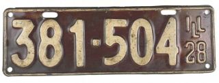 Illinois 1928 Old License Plate Vtg Car Tag Antique Auto Man Cave Gift Rustic