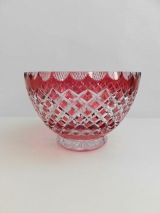 Vintage Red Cut to Clear Crystal Bowl 8 