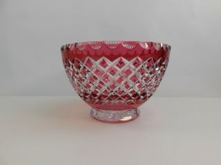 Vintage Red Cut to Clear Crystal Bowl 8 
