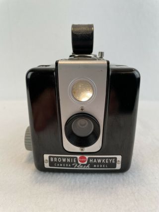 Vintage Kodak Brownie Hawkeye Box Camera Flash Model Black