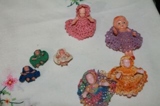 Vintage Tiny Baby Doll Plastic Miniature Crochet