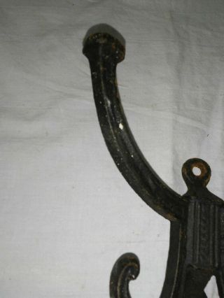 Vintage Antique Black Ornate Fancy Cast Iron Hall Tree Coat Hat Hook 3