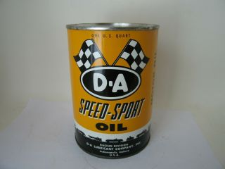 Vintage Oil Can D.  A Speed Sport Motor Oil 1 Quart All Metal Can