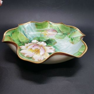 Vintage Richard Ginori Italy Water Lily Bowl Gilded Edges One Of A Kind Signed