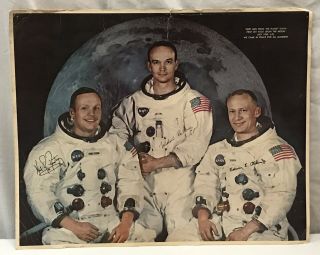 Vintage 1969 Sturdy Poster Apollo 11 Crew Armstrong Collins Aldrin