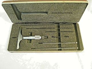 Vintage Starrett No.  440 Depth Micrometer 0 - 3 " W/ Spindle Lock