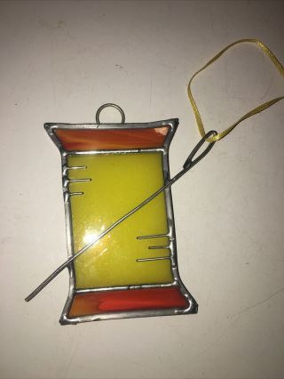 Vintage Stained Glass Sun Catcher Needle And Thread 3.  5” Ornament