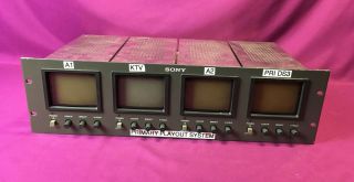 Vintage Sony Pvm - 4b1u 4 Screen Rack Mountable B&w Quad Video Monitors