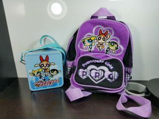 Vtg 2001 Powerpuff Girls Mini Backpack Purse Bag Lunch Box Cartoon Network Y2k