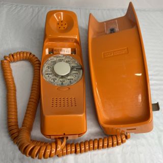Vintage 1978 Automatic Electric Art Deco Trendline Orange Rotary Dial Phone