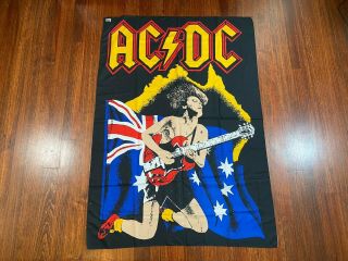Vintage Acdc Fabric Poster Tapestry Made In Italy Ac/dc Ac Dc Flag Rock Band