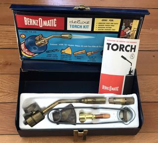 Vintage Bernzomatic Tx - 25 Propane Deluxe Torch Kit W/case & Attachments Fs