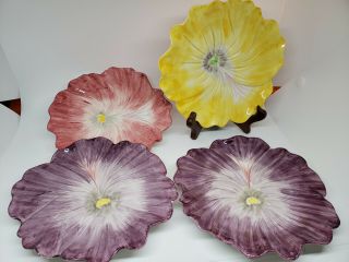 Vintage Set Of 4 Fitz And Floyd April Shower Pansy Plates 7 "