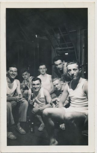 Drunk Soldier Men Drinking Beer In Underwear Vtg 40 