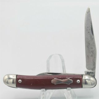Vintage Colonial Prov USA Pocket Knife 2 - blade Red Delrin Scales 3 