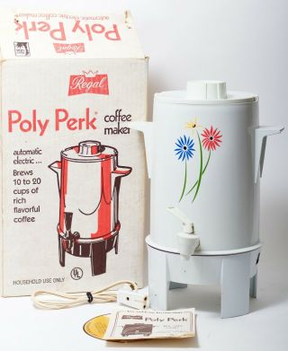 Vintage Regal Poly Perk Auto Electric Coffee Maker Percolator 10 - 20 Cup K7420fd