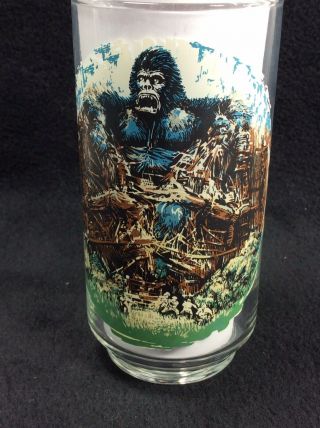Vintage 1976 King Kong Coca - Cola Drinking Glass Tumbler - Skull Island Destruction