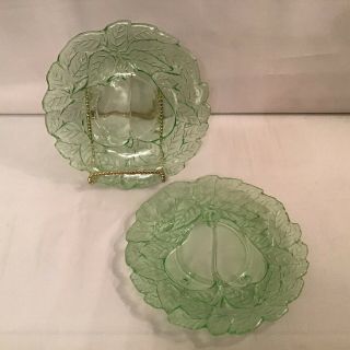 2 Vintage Indiana Avocado Sweet Pear Green Depression Glass Bread & Butter Plate