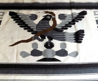 Vtg 80 " X 50 " Eagle & Snake Southwestern Aztec Area Rug Blanket Wall Hanging