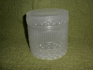 Vtg Heavy 4 Inch High Opaque Pressed Glass Vanity Jar With Lid Unmarked