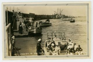 Pre Ww2 1920s Vintage Photograph San Pedro California Us Navy Ship Landing Photo