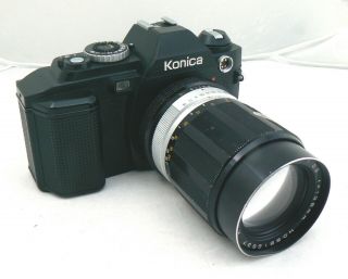 Vintage Konica Fs - 1 35mm Film Camera & Konica Hexanon 135mm F3.  5 Early Prime